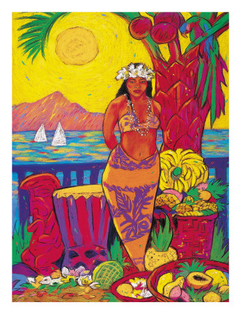 Hawaiian Seaside Market Giclee Print Hawaiian Seaside Market Giclee Print