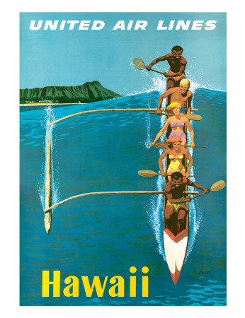 United Air Lines, Hawaii, Outrigger Canoe Giclee Print United Air Lines, Hawaii, Outrigger Canoe Giclee Print