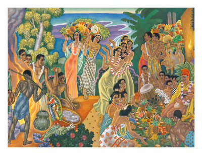 Island Feast, Traditional Hawaiian Celebration Giclee Print Island Feast, Traditional Hawaiian Celebration Giclee Print