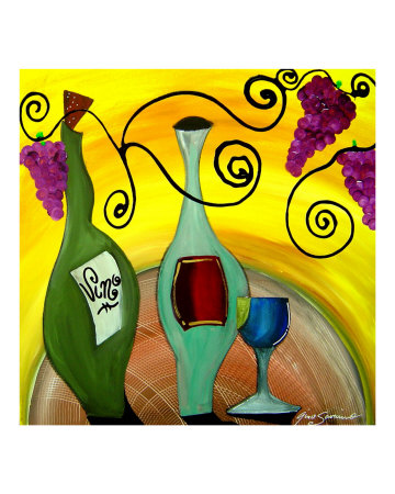 Vino And Grapes Giclee Print Vino And Grapes Giclee Print