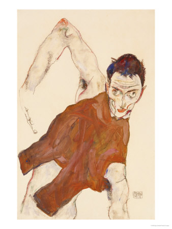 "Self Portrait in a Jerkin with Right Elbow Raised, 1914" Giclee Print