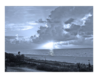 black and white beach photos. Sunrise in South Beach - Black