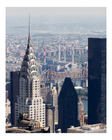 Aerial View towards Chrysler Building and Queensborough Bridge - Manhattan, New York Photographic Print Aerial View towards Chrysler Building and Queensborough Bridge - Manhattan, New York Photographic Print