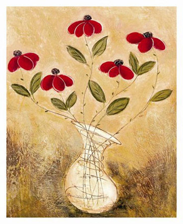 Five Red Flowers Print Five Red Flowers Print