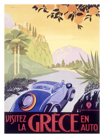 Greece Automobile Giclee Print Greece Automobile Giclee Print