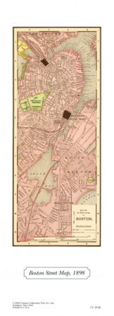 Boston Street Map, 1898 Print Boston Street Map, 1898 Print