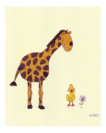Giraffe and Duck Giclee Print Giraffe and Duck Giclee Print