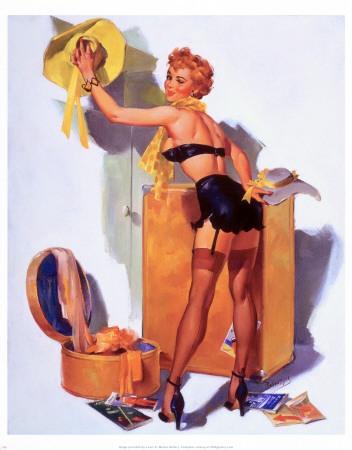 Pin-Up Girl with Cowboy Hat Print