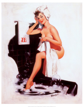 PinUp Girl with Towel Print zoom view in room
