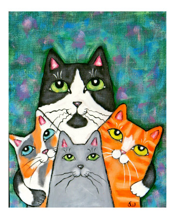 Four Cat Pose Giclee Print Four Cat Pose Giclee Print