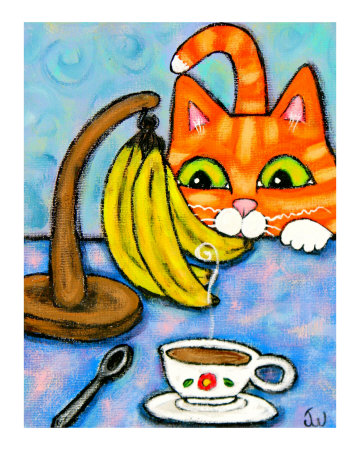 cat edwards. Cat With Bananas Giclee Print