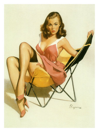 Vintage   on Vintage Pin Up Art  Pin Up Girl  Beach Chair