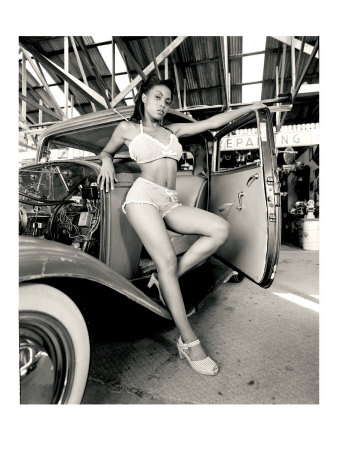 PinUp Girl 1932 Deuce Coupe Garage Giclee Print zoom view in room