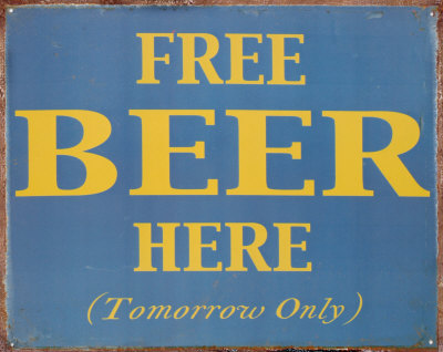 Free Beer Here Tin Sign Free Beer Here Tin Sign