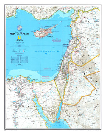 Map of the Eastern Mediterranean Poster Map of the Eastern Mediterranean Poster