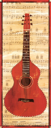 Red Check Guitar Print Red Check Guitar Print