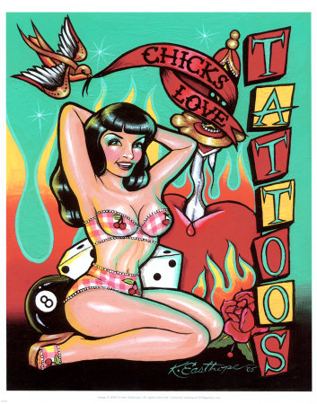 Chicks Love Tattoos Premium Giclee Print by Kirsten Easthope at Art.com