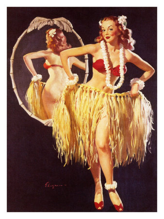 pin up photos. Pin-Up Girl: Hula Giclee Print