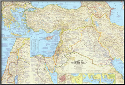 Lands of The Bible Map Framed Print Lands of The Bible Map Framed Print