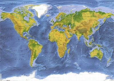 Physical World Map Poster Physical World Map Poster