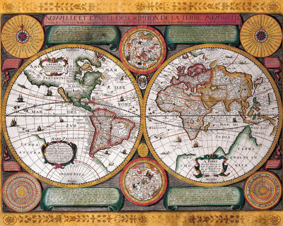  Antique Map, Terre Universelle, 1594 Print