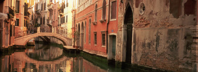 Reflection of Buildings in Water, Venice, Italy Stretched Canvas Print