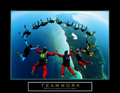 Teamwork Skydivers II Print zoom view in room