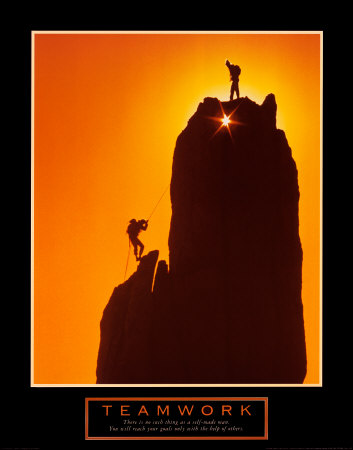 Teamwork Sunset Climbers Print zoom view in room