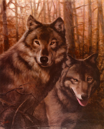 Wolves Pair Print Wolves Pair Print