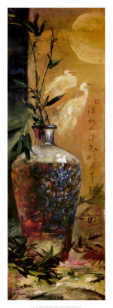 Oriental Vase with Bamboo Print Oriental Vase with Bamboo Print