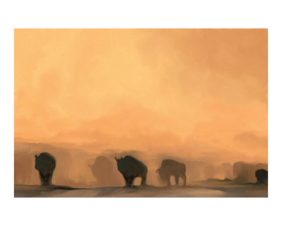 Buffalo At Dusk Giclee Print Buffalo At Dusk Giclee Print