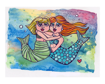 Mermaid Friends Giclee Print Mermaid Friends Giclee Print