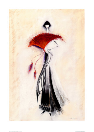 Lady Red Fan II Print Lady Red Fan II Print