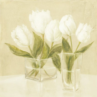 White Flowers in Vases Print White Flowers in Vases Print