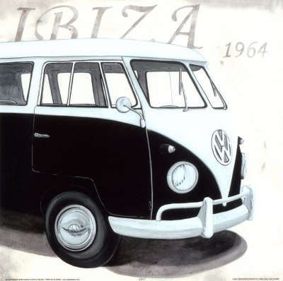 black and white art. Black and White Volkswagon Bus