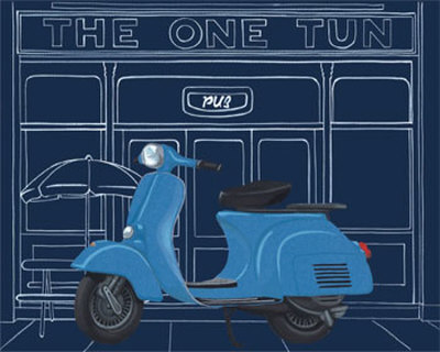 Blue Motor Scooter Print Blue Motor Scooter Print