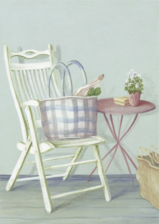 White Chair and Red Table Print White Chair and Red Table Print