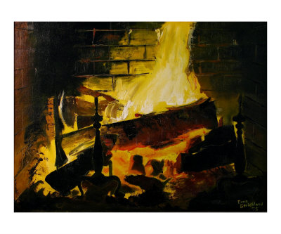 Cabin Fireplace Giclee Print Cabin Fireplace Giclee Print