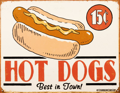 Hot Dogs Tin Sign Hot Dogs Tin Sign