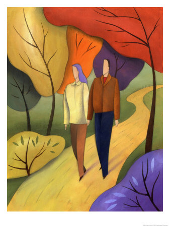Couple Walking Through Forest Premium Poster Couple Walking Through Forest Premium Poster