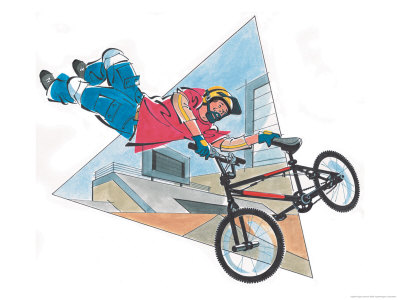 Boy on Stunt Bike Premium Poster Boy on Stunt Bike Premium Poster