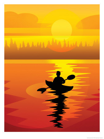 Kayaker at Sunset Premium Poster Kayaker at Sunset Premium Poster