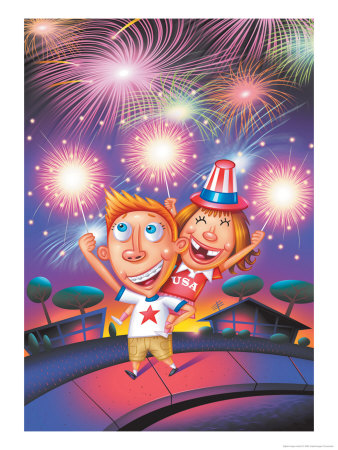 Kids with Sparklers Premium Poster Kids with Sparklers Premium Poster