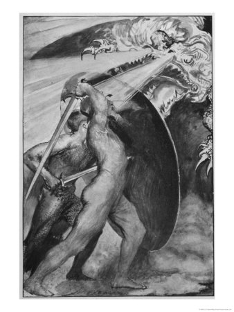 Beowulf and Dragon Giclee Print Beowulf and Dragon Giclee Print