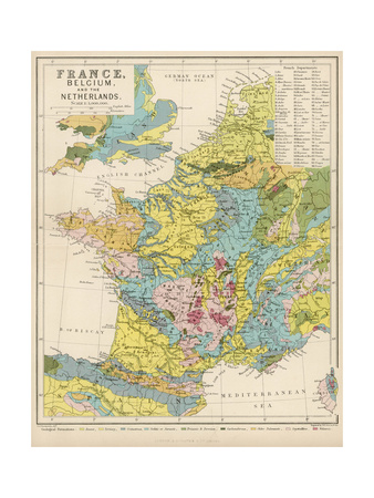 Map of France Belgium and the Netherlands Giclee Print. zoom. view in room