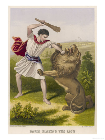 David Slays the Lion Giclee Print David Slays the Lion Giclee Print