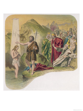 Jesus is Baptised by John Giclee Print Jesus is Baptised by John Giclee Print