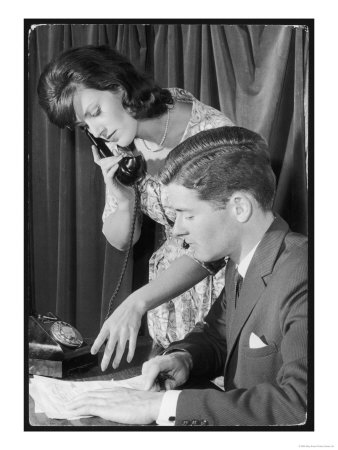 Boss with Secretary on the Phone Giclee Print Boss with Secretary on the Phone Giclee Print