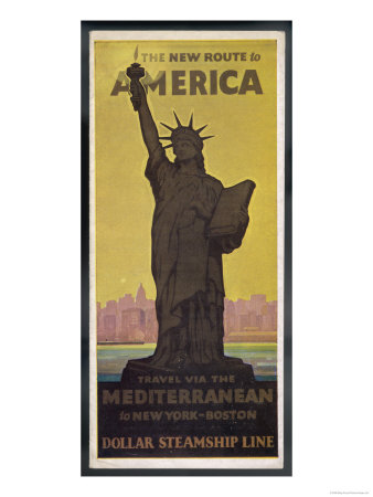 The New Route to America, Dollar Steamship Line Via the Mediterranean to New York and Boston Giclee Print The New Route to America, Dollar Steamship Line Via the Mediterranean to New York and Boston Giclee Print
