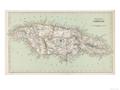 Map of Jamaica Giclee Print Map of Jamaica Giclee Print